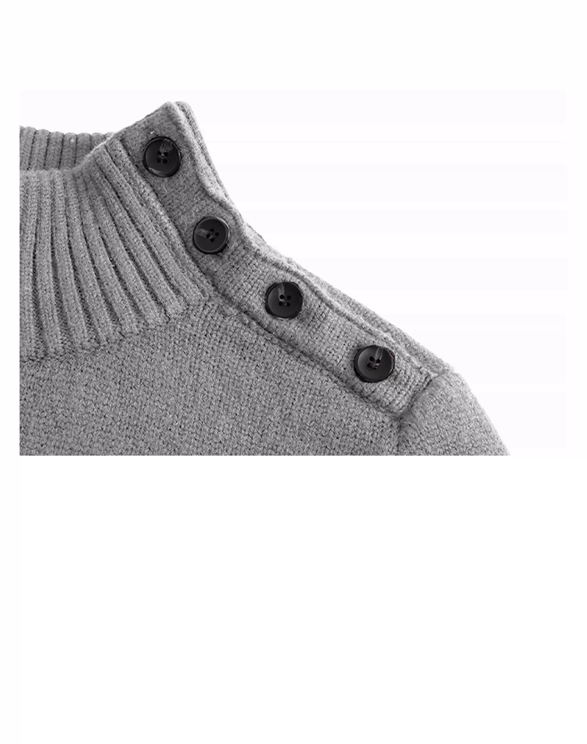 LEATHER PATCH BUTTON NECK KNIT TOP