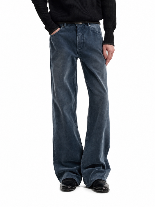 WASHED CORDUROY STRAIGHT TROUSERS