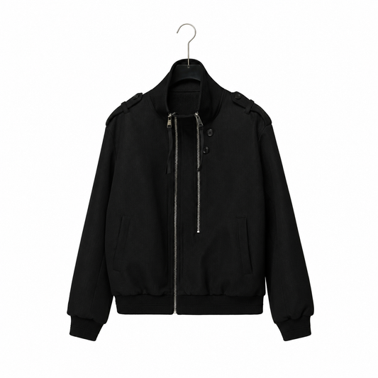 TEXTURED DOUBLE ZIP COLLAR JACKET