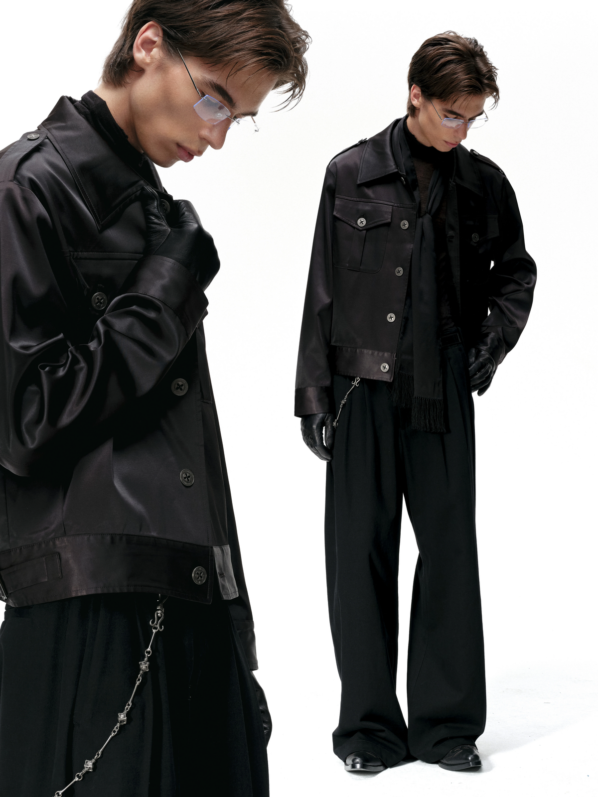 SATIN POCKET SHORT JACKET