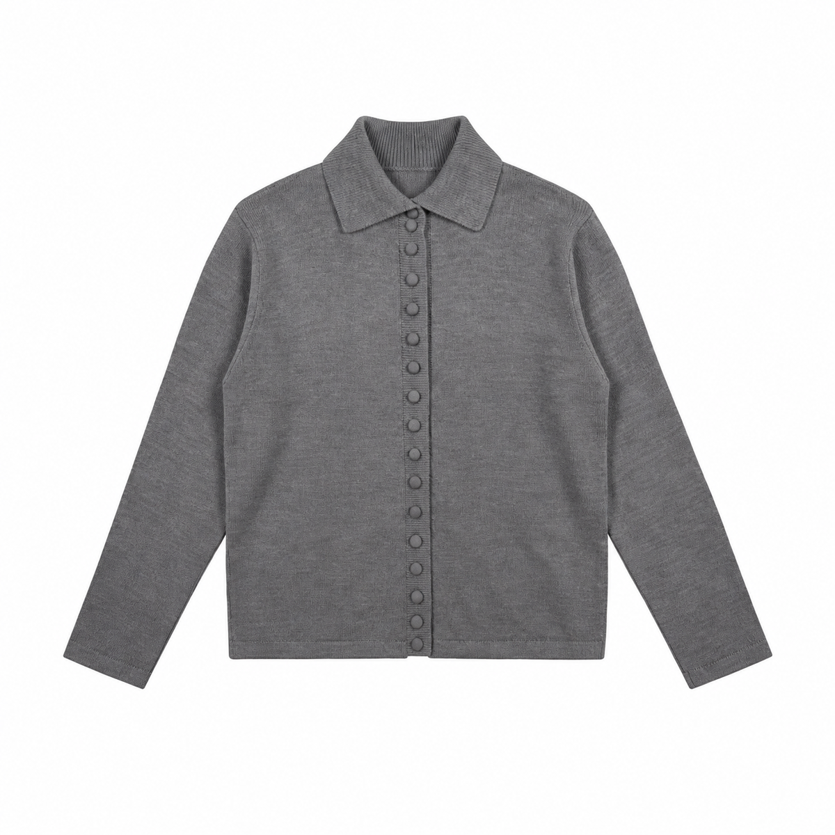 BUTTON FRONT WOOL BLEND KNIT TOP