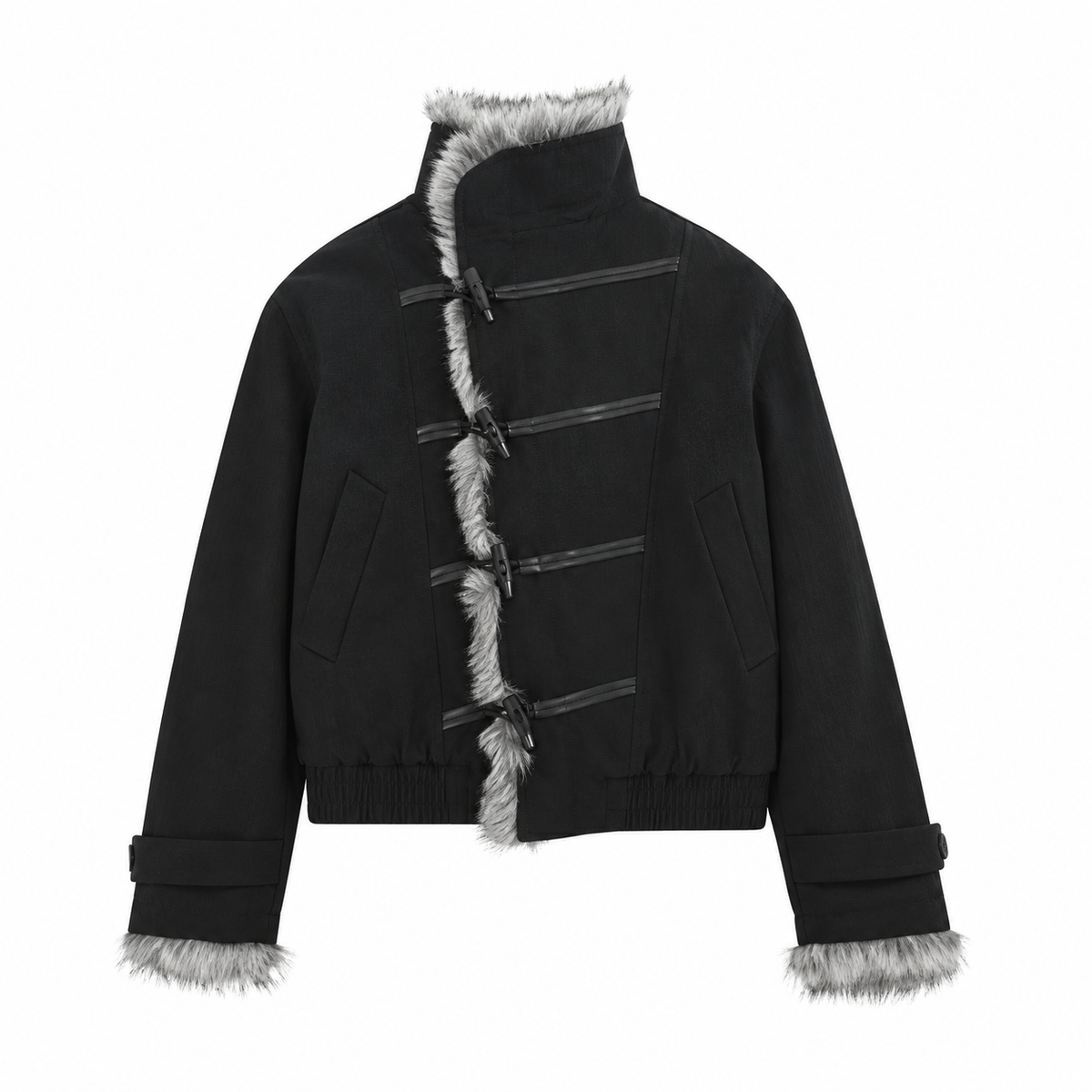 FAUX FUR TRIM TOGGLE JACKET