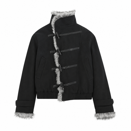 FAUX FUR TRIM TOGGLE JACKET