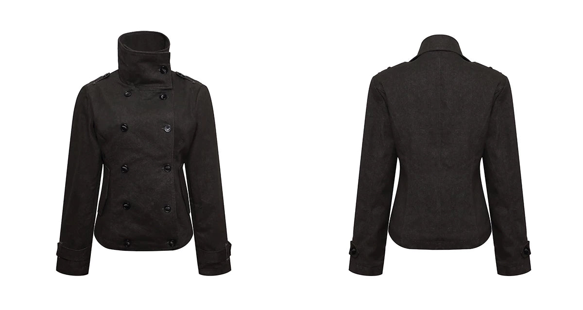 DOUBLE BREASTED STAND COLLAR JACKET