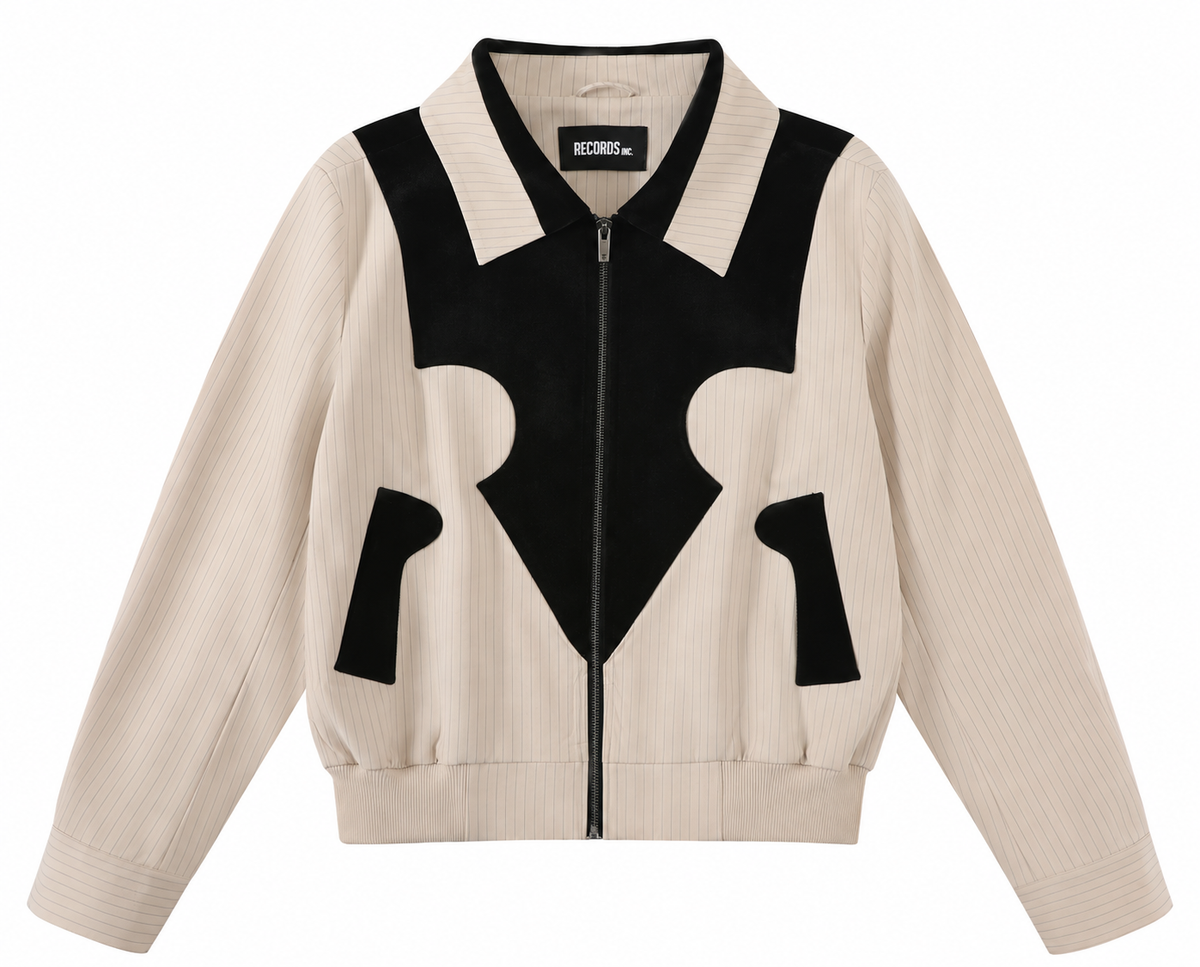 CONTRAST PANEL PINSTRIPE ZIP JACKET