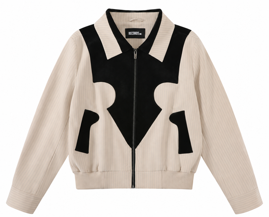 CONTRAST PANEL PINSTRIPE ZIP JACKET