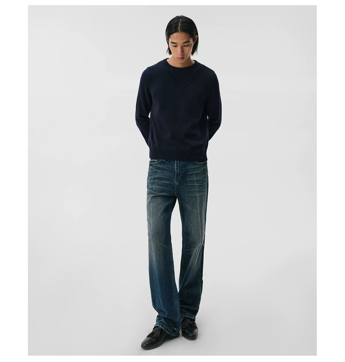 WASHED SLIM STRAIGHT JEANS