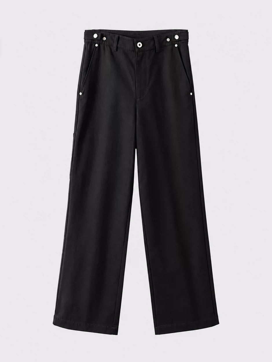 ブラックのワイドワークパンツ 正面