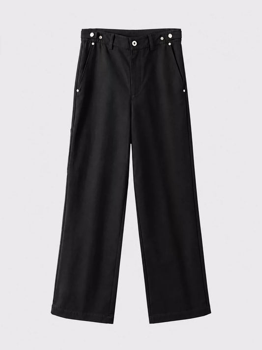 ブラックのワイドワークパンツ 正面