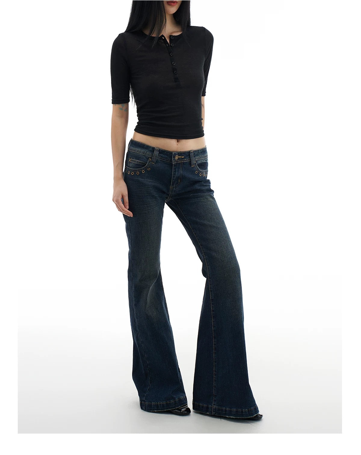 RIVET LOW-WAIST JEANS