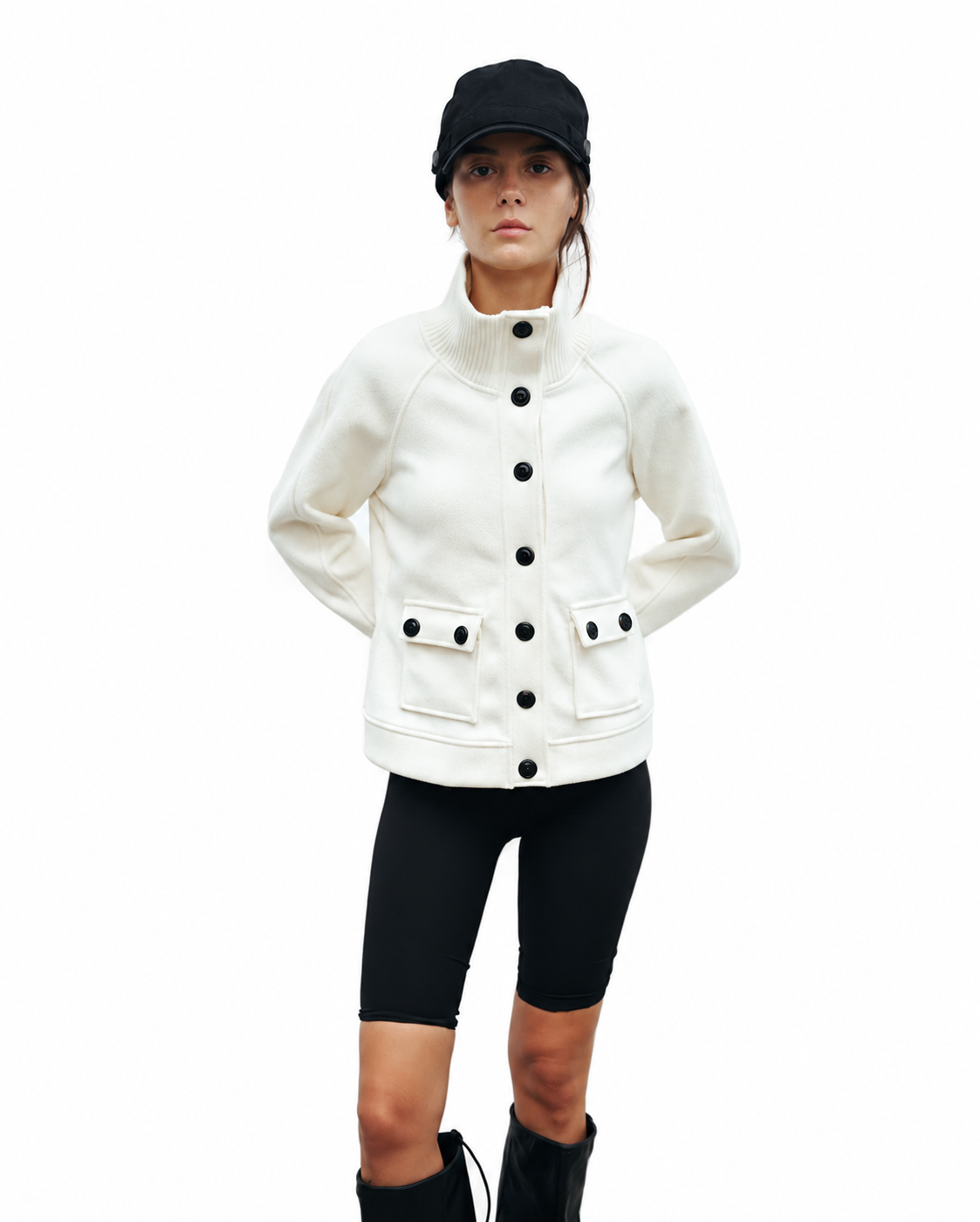 STAND COLLAR CONTRAST BUTTON JACKET