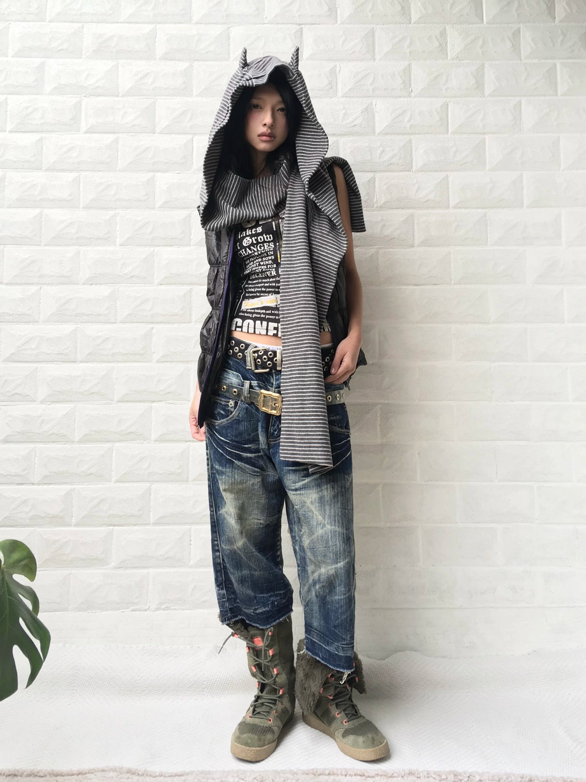 SCARF HOOD ZIP JACKET SET & SCARF HOOD