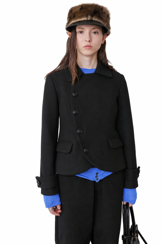 ASYMMETRIC WOOL BLEND JACKET