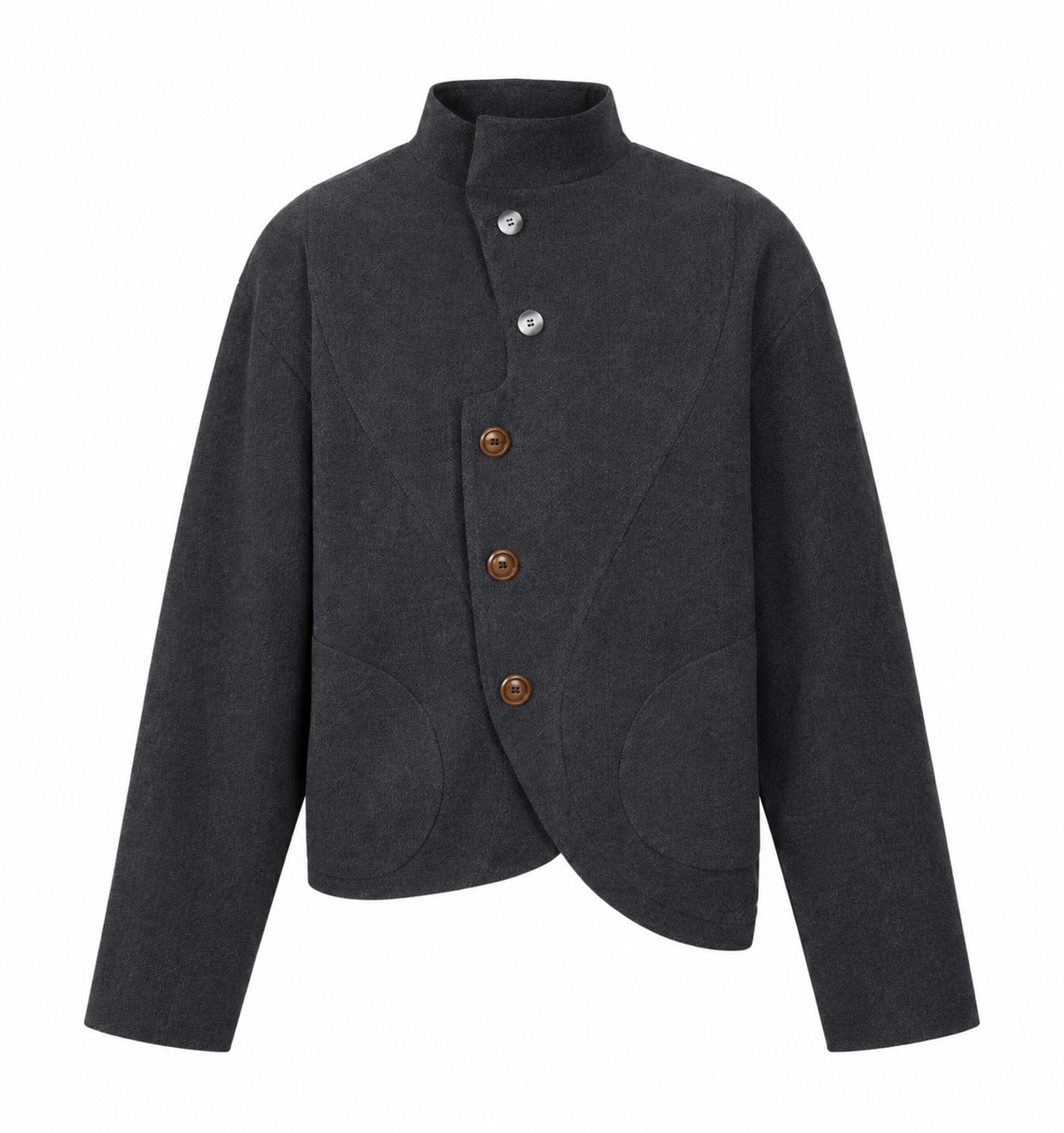 ASYMMETRIC STAND COLLAR JACKET