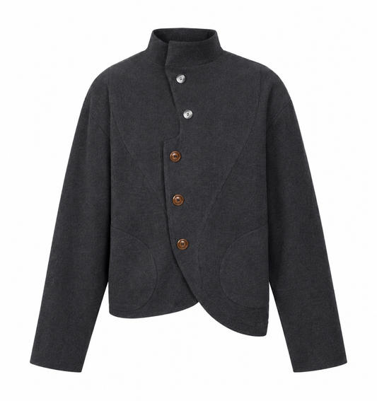 ASYMMETRIC STAND COLLAR JACKET