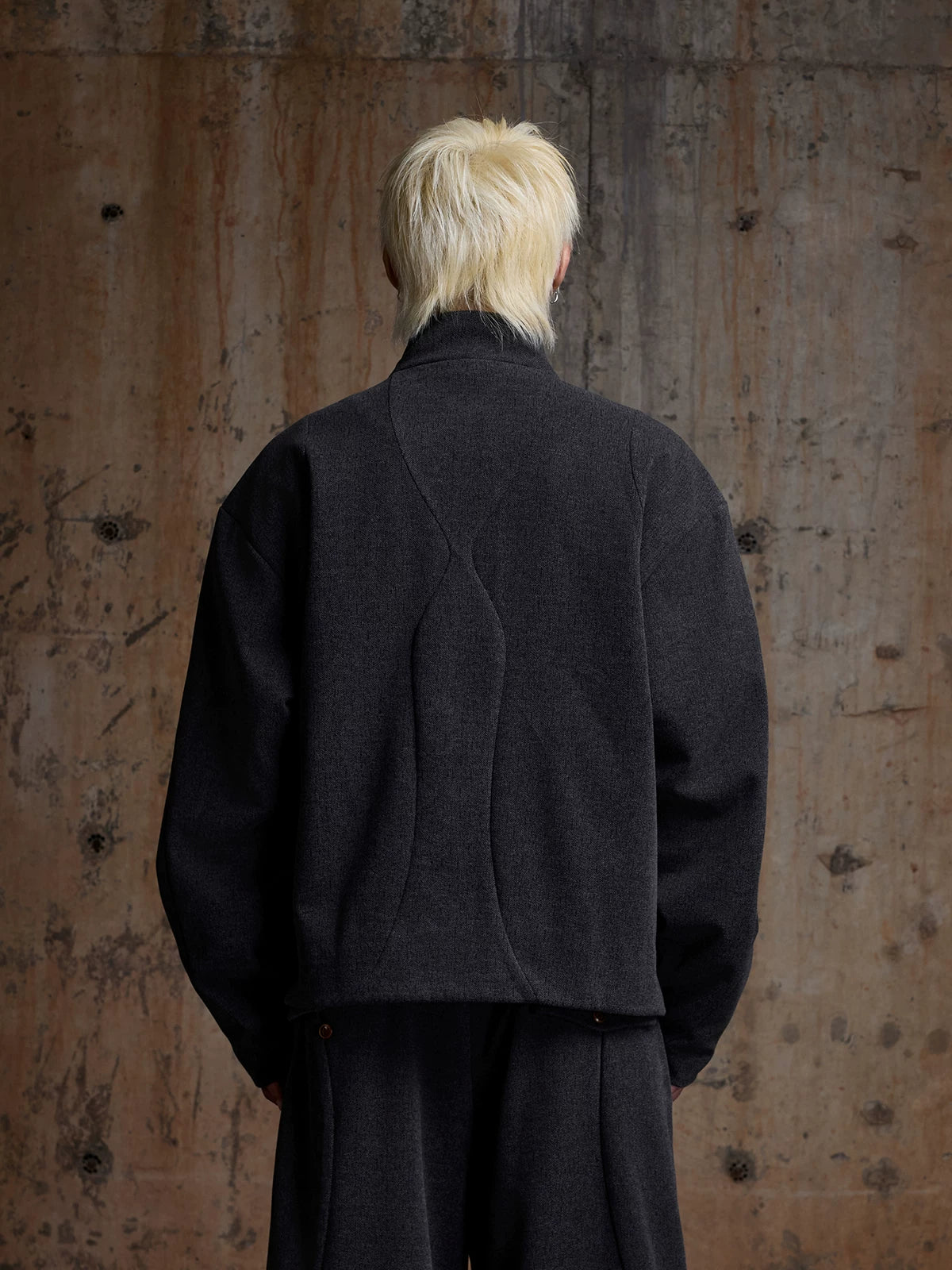 ASYMMETRIC STAND COLLAR JACKET