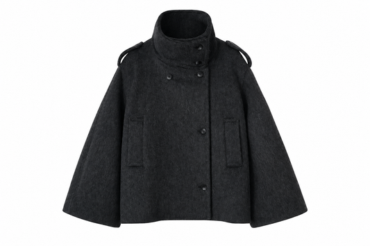 STAND COLLAR WOOL BLEND SHORT COAT