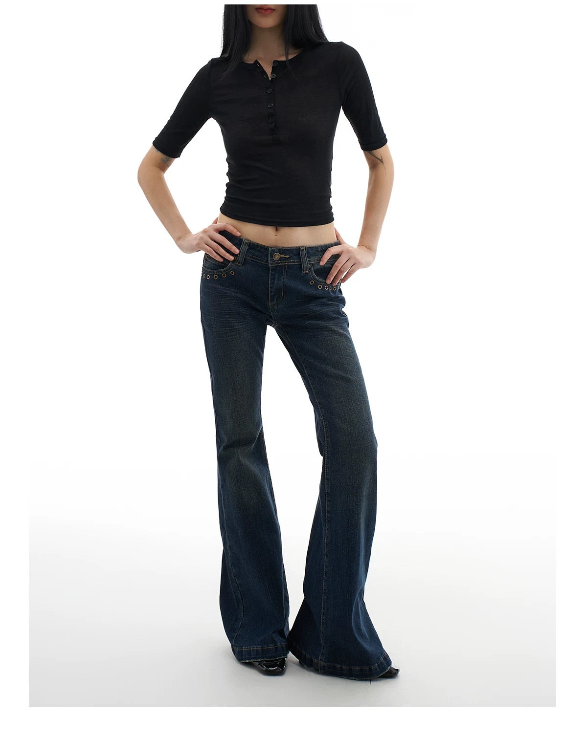 RIVET LOW-WAIST JEANS