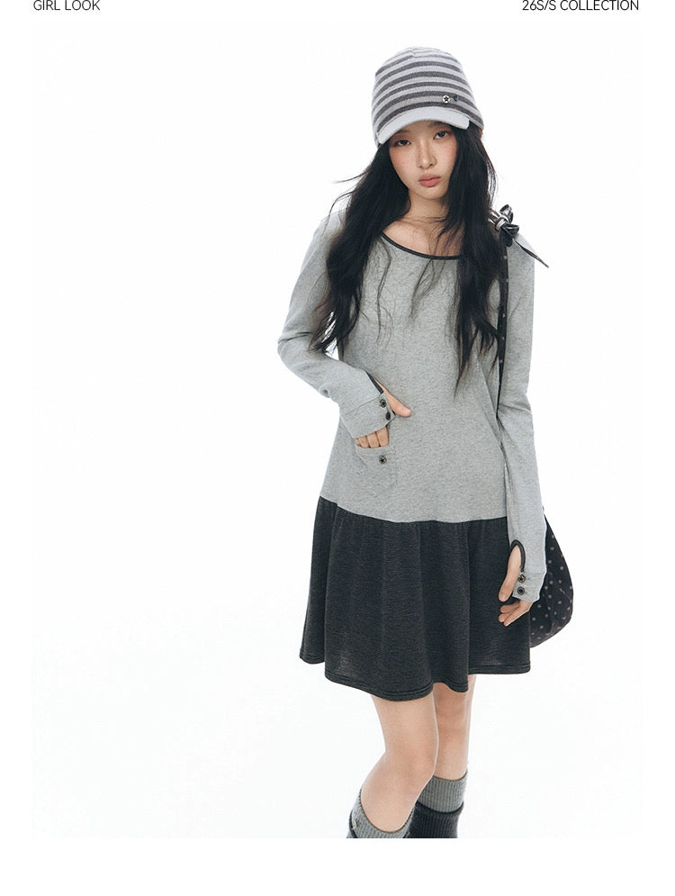 TWO TONE LONG DRESS
