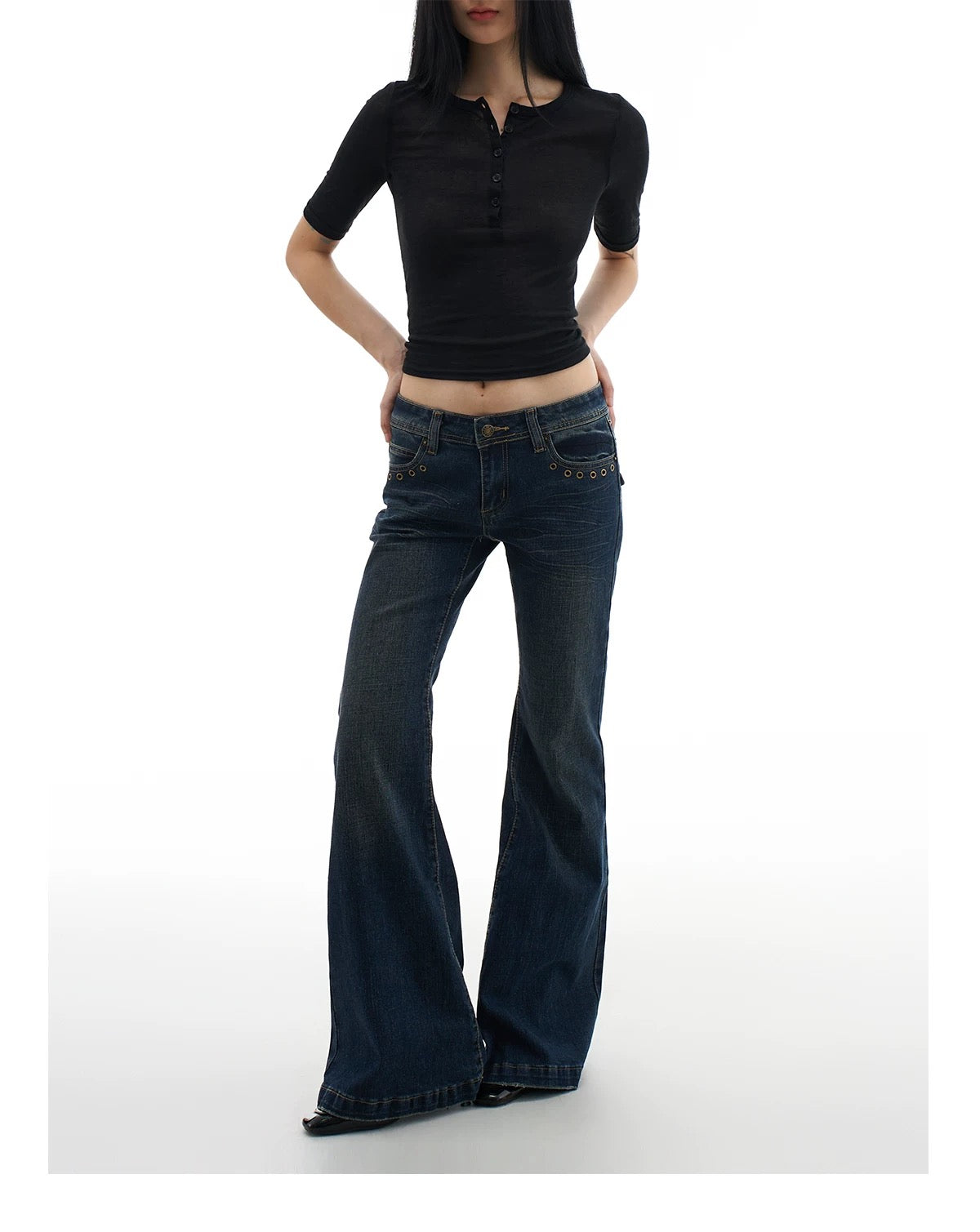 RIVET LOW-WAIST JEANS