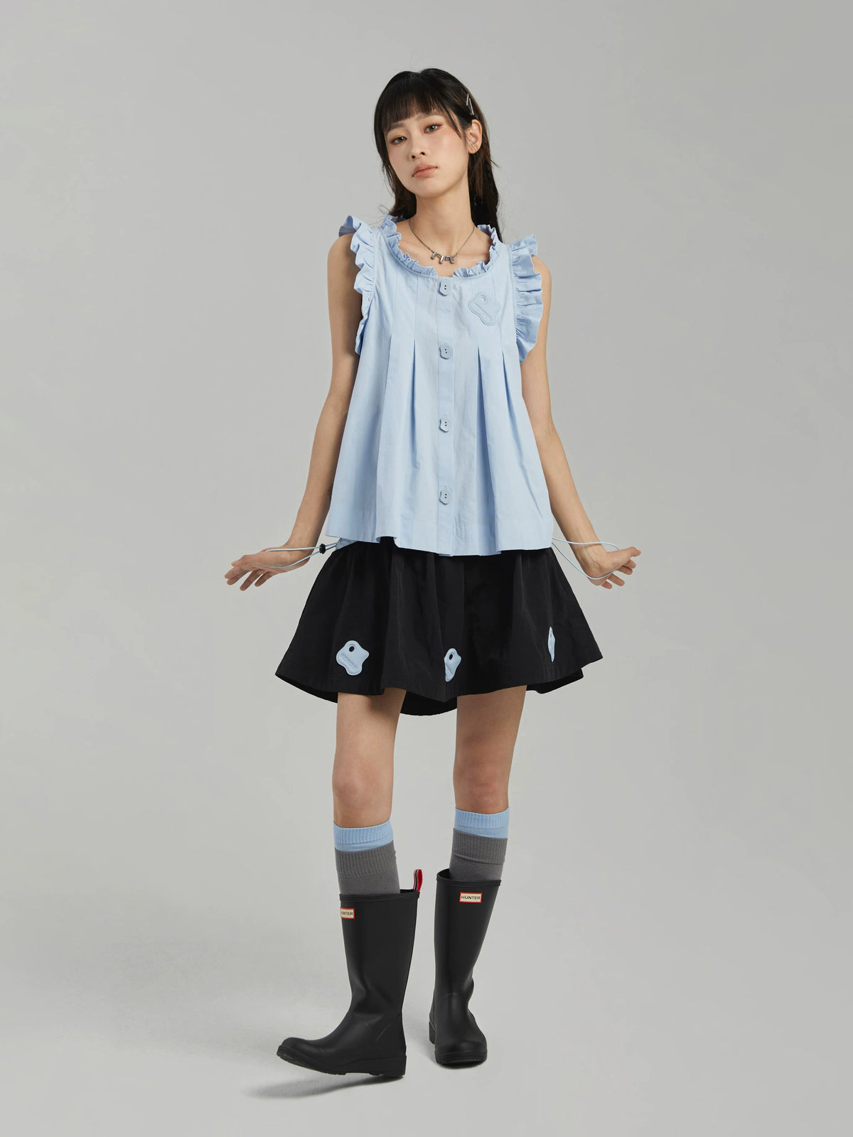 COLOR-BLOCK A-LINE MINI SKIRT