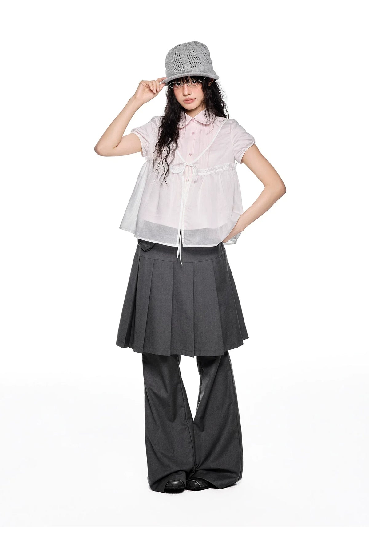 PLEATED FLARE PANTS SET