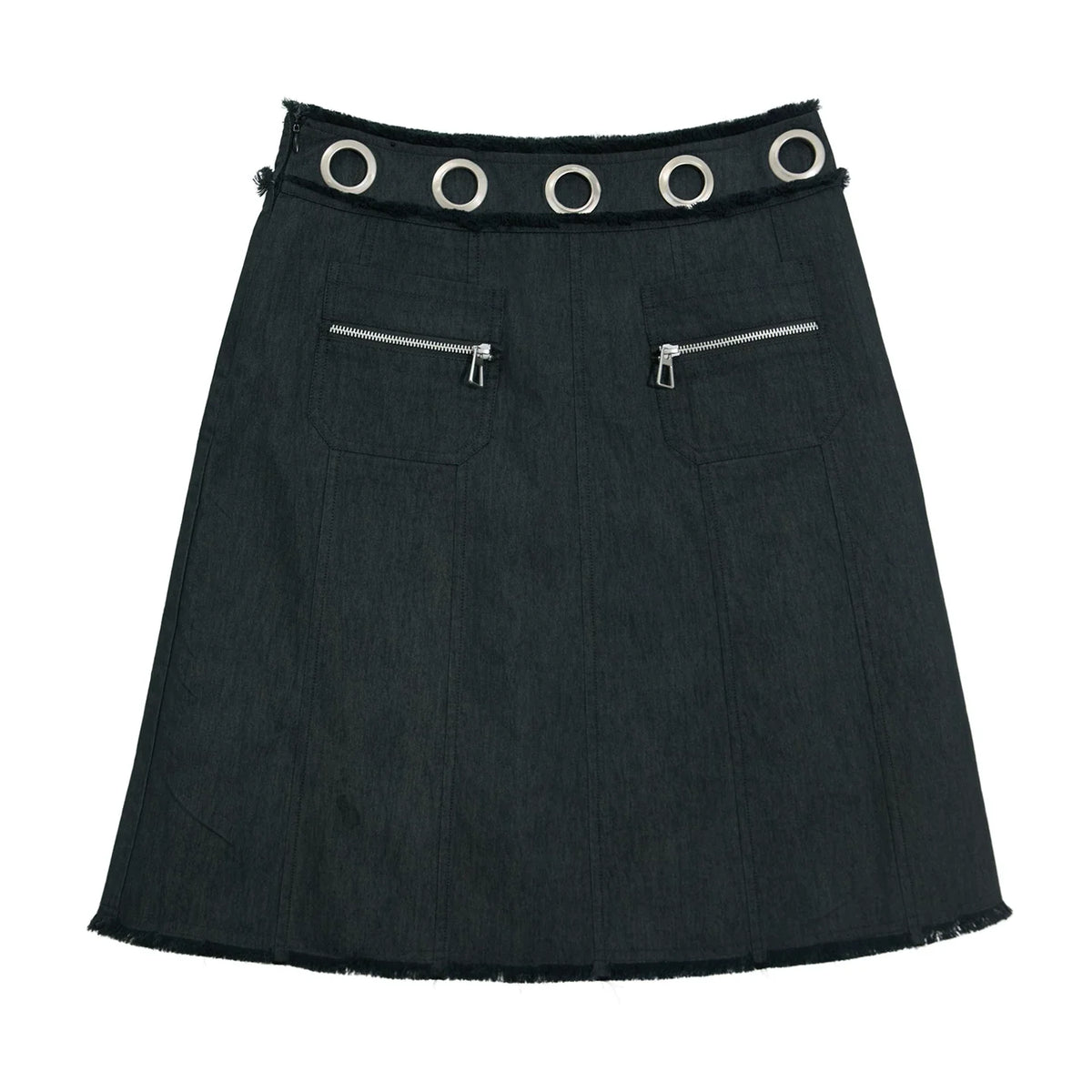 DENIM BUSTIER SKIRT WITH ZIPPERS