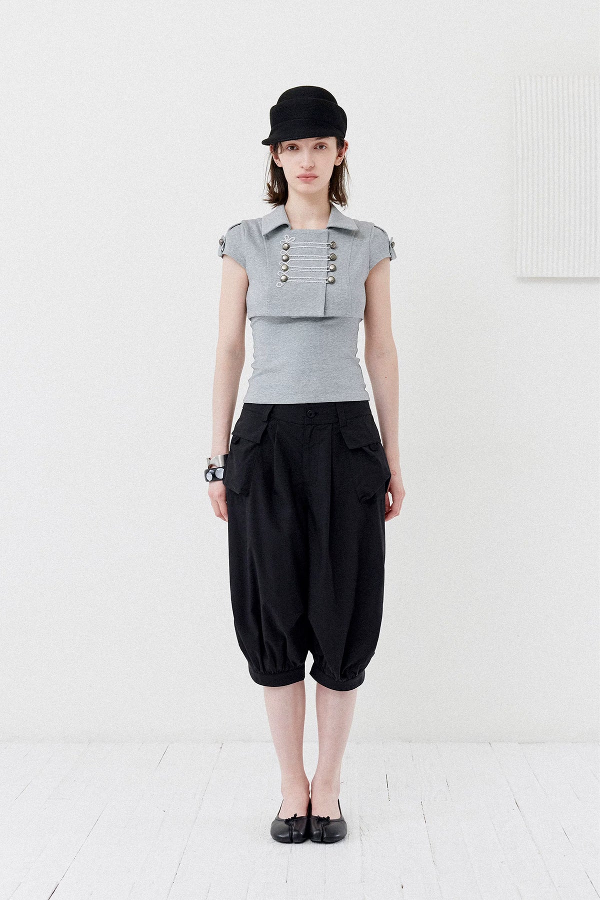 DOUBLE-BREASTED CROP TOP SET