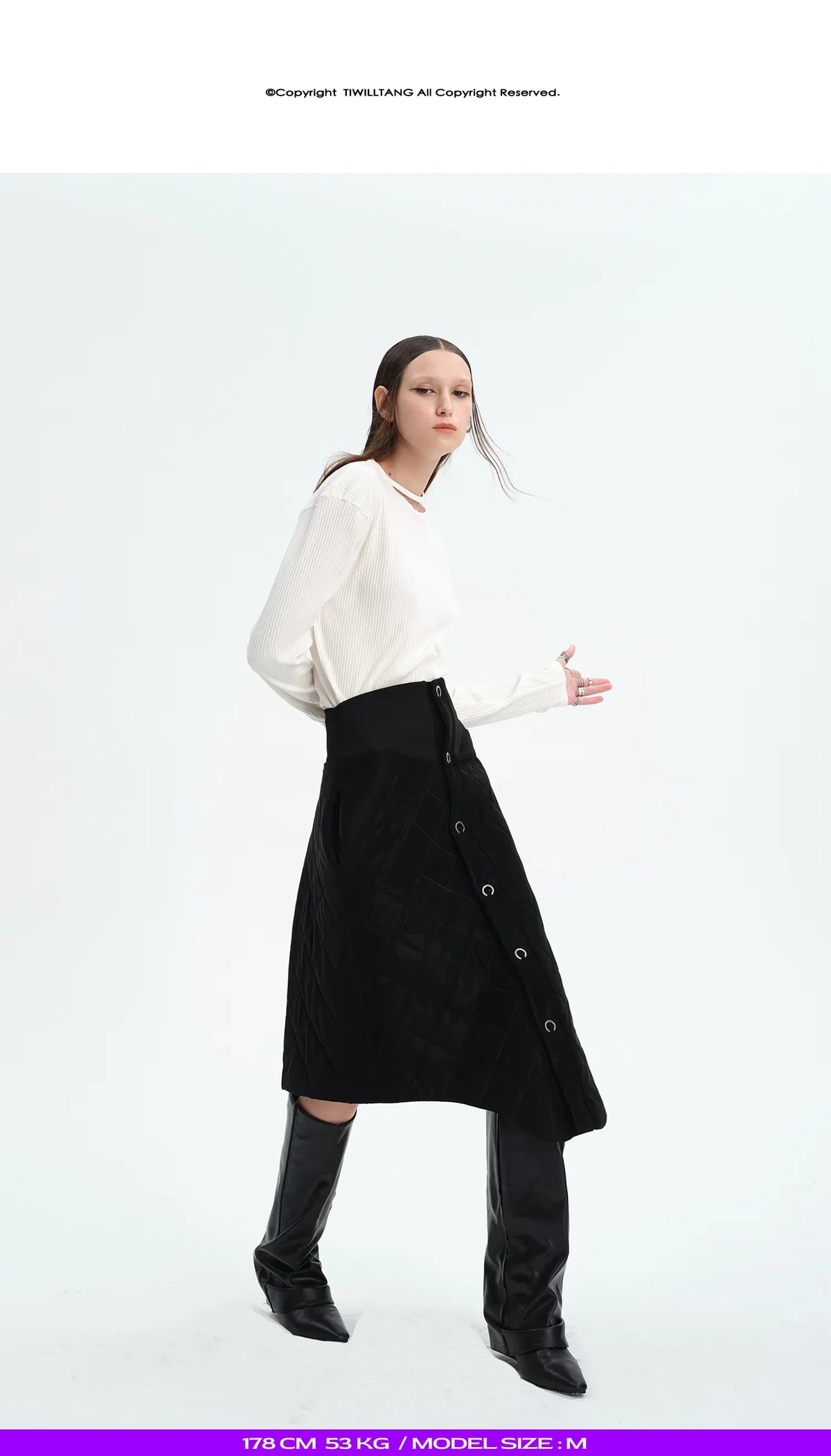 WINTER 3D QUILTED COTTON SKIRT