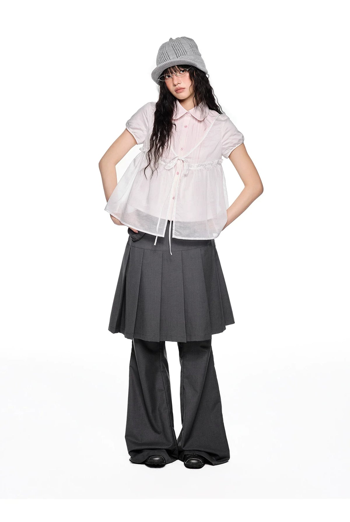 PLEATED FLARE TROUSERS