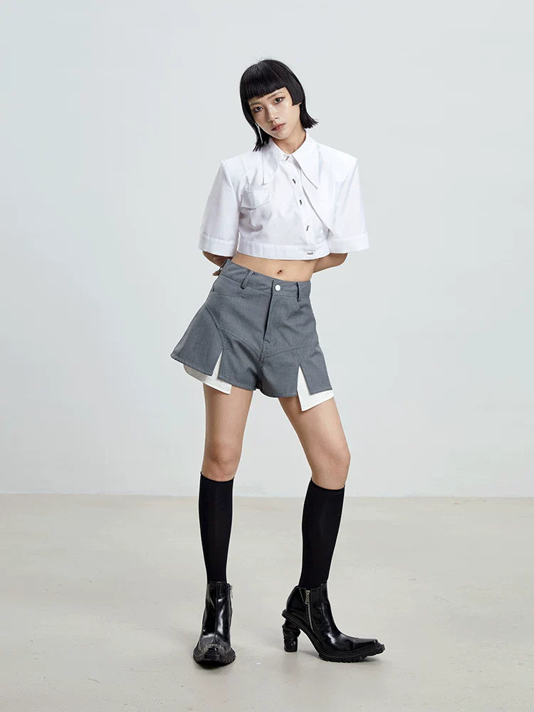 WHITE IRREGULAR CROP TOP