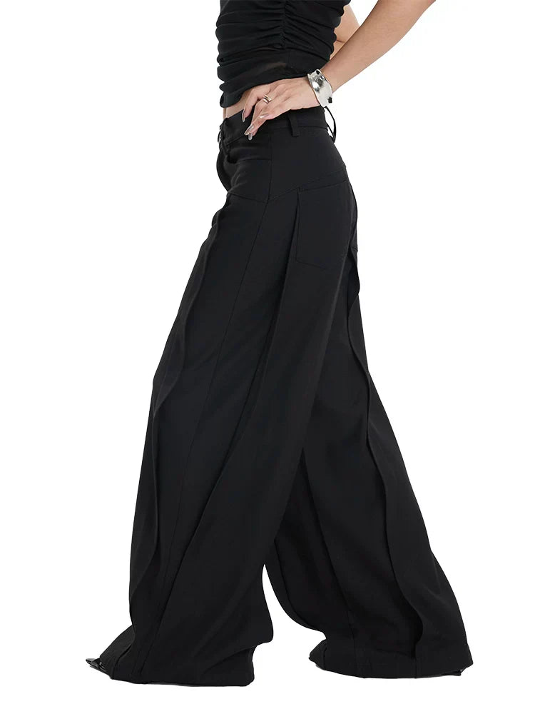 CHIC PATCHWORK WIDE-LEG PANTS