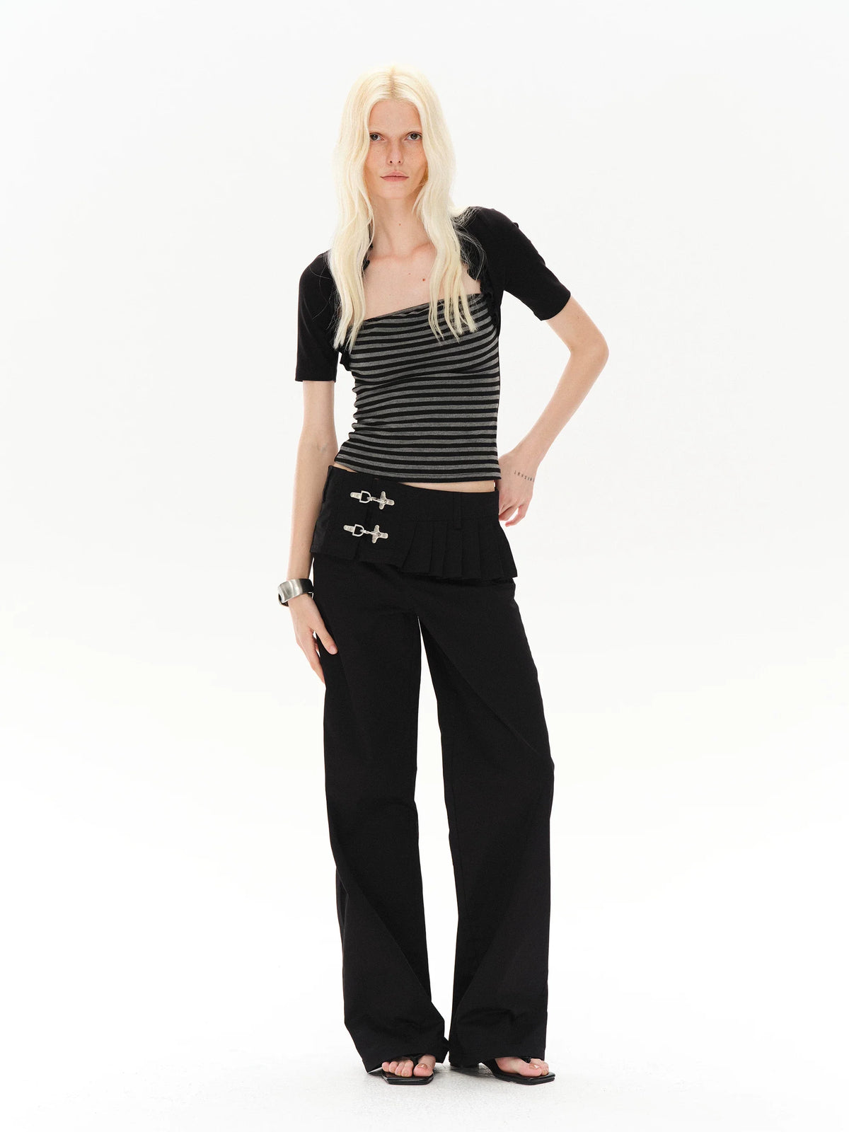 LOW-WAIST STYLISH PANTS WITH BUCKLE