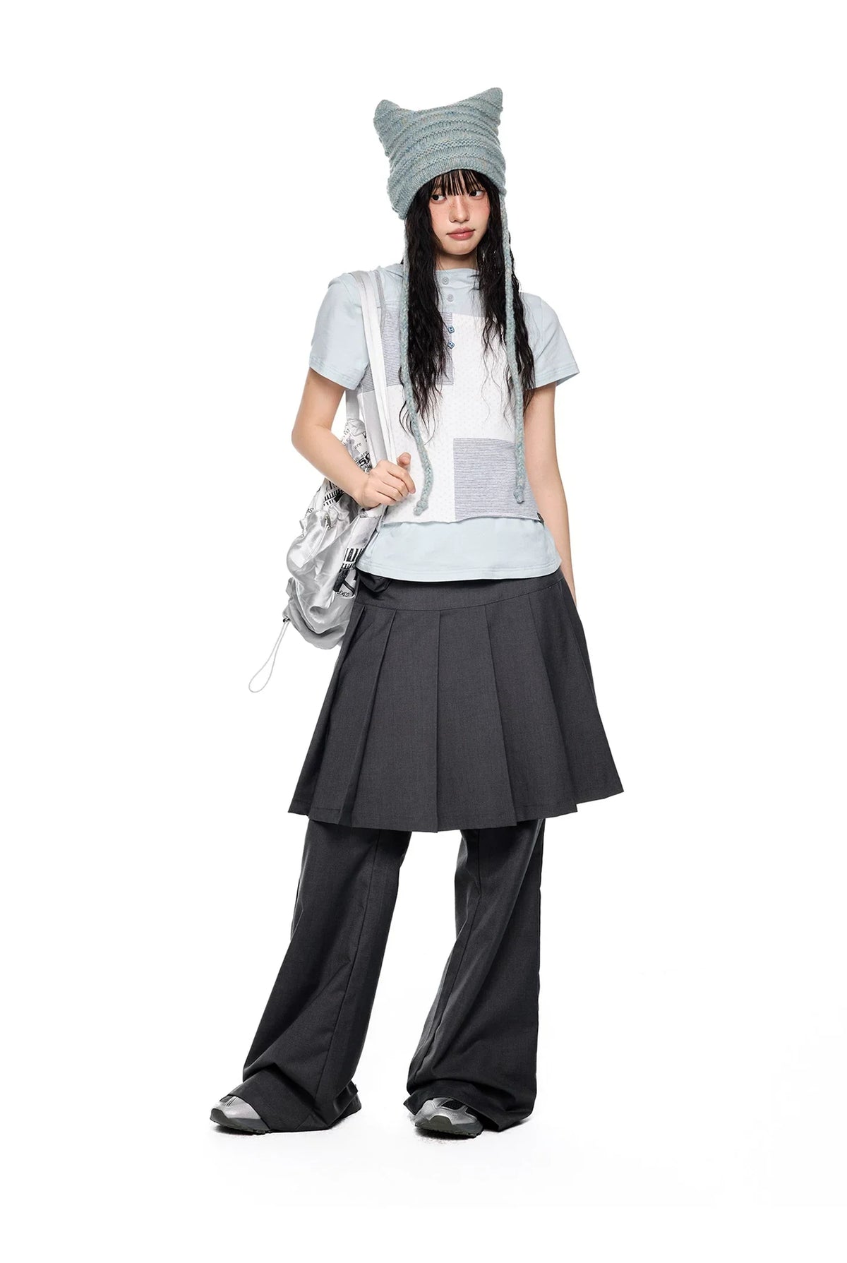 PLEATED FLARE TROUSERS