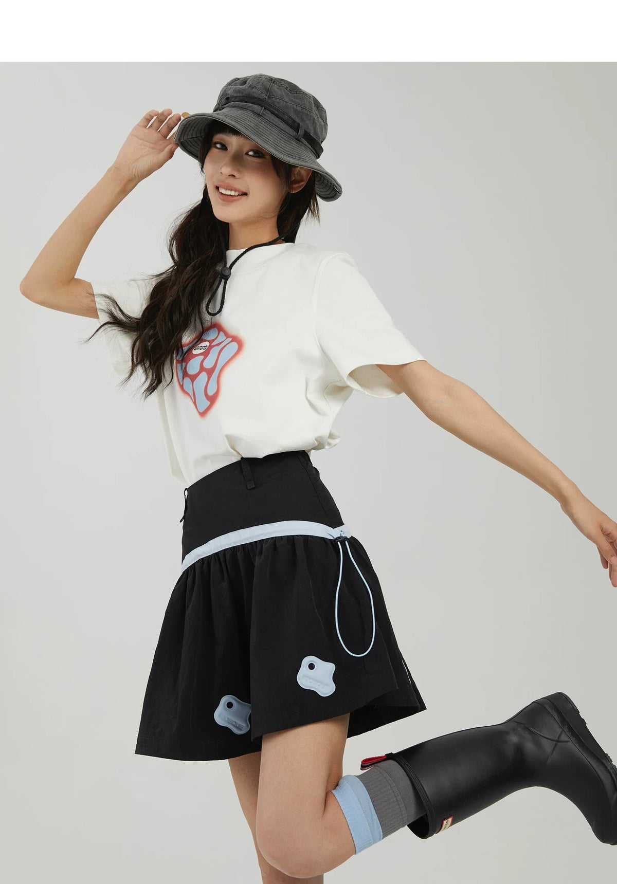 COLOR-BLOCK A-LINE MINI SKIRT