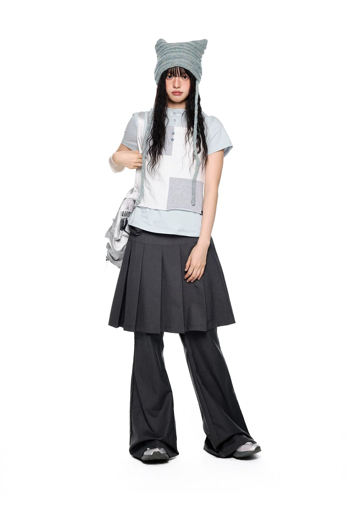 PLEATED FLARE TROUSERS