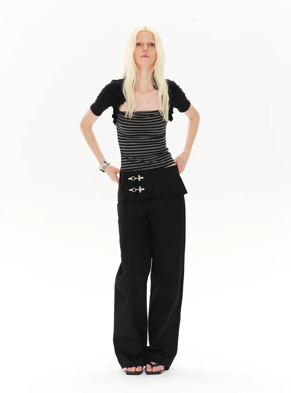 LOW-WAIST STYLISH PANTS WITH BUCKLE