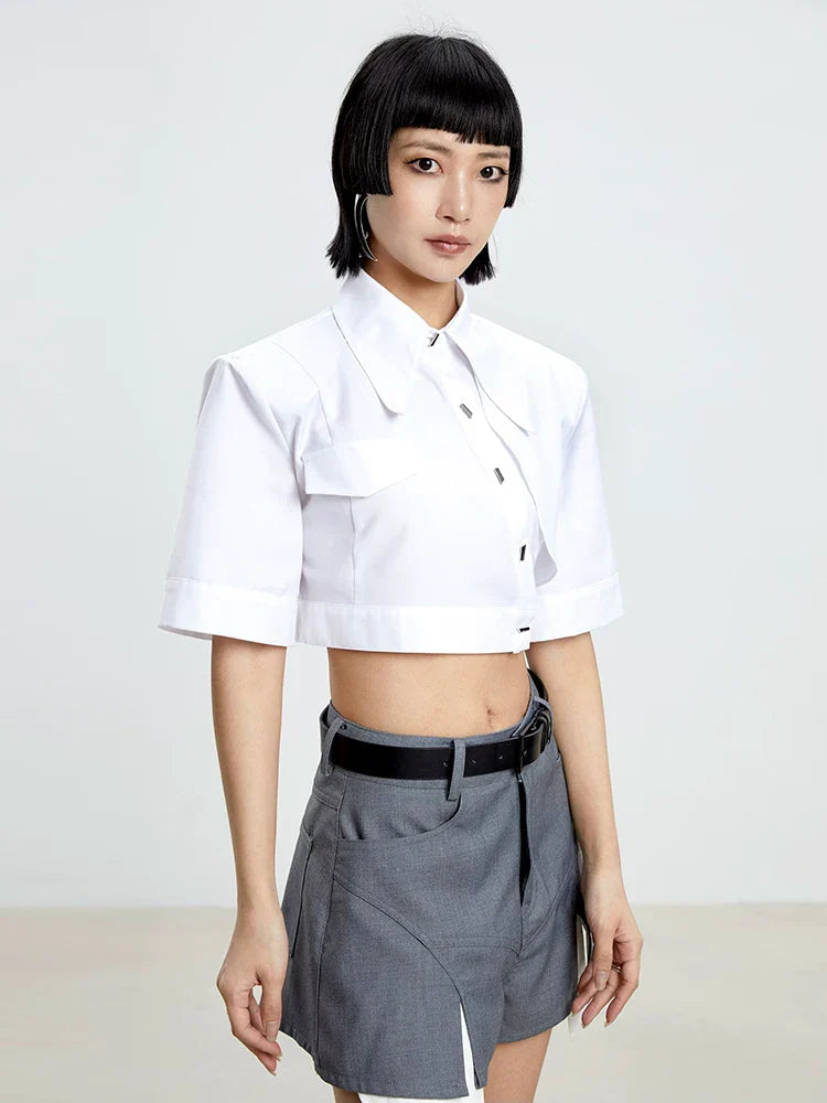 WHITE IRREGULAR CROP TOP