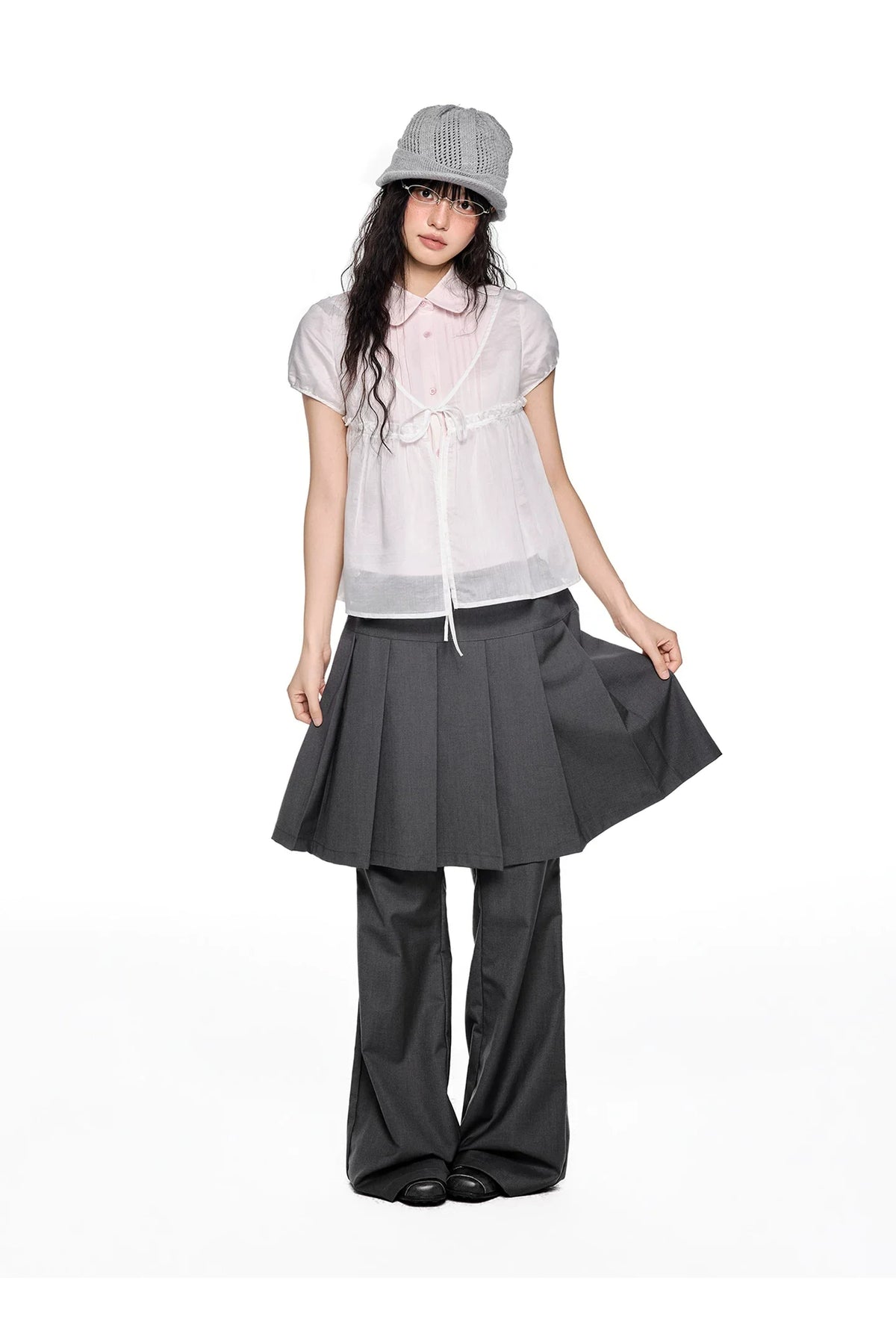 PLEATED FLARE TROUSERS