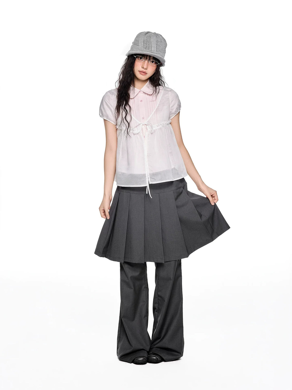 PLEATED FLARE PANTS SET