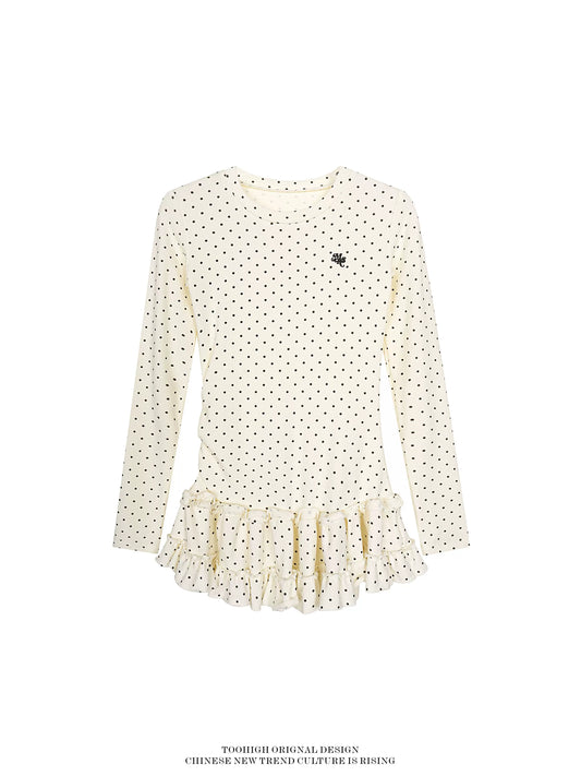 MICRO DOT PEPLUM TOP