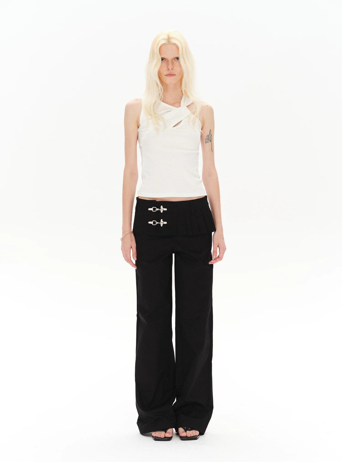 LOW-WAIST STYLISH PANTS WITH BUCKLE