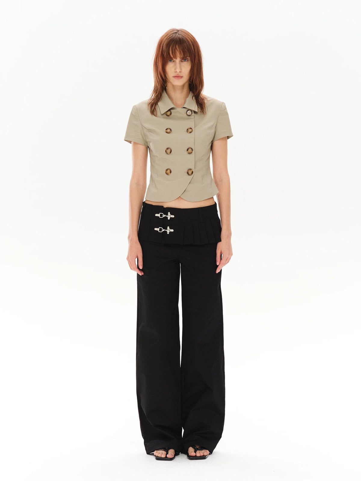 LOW-WAIST STYLISH PANTS WITH BUCKLE