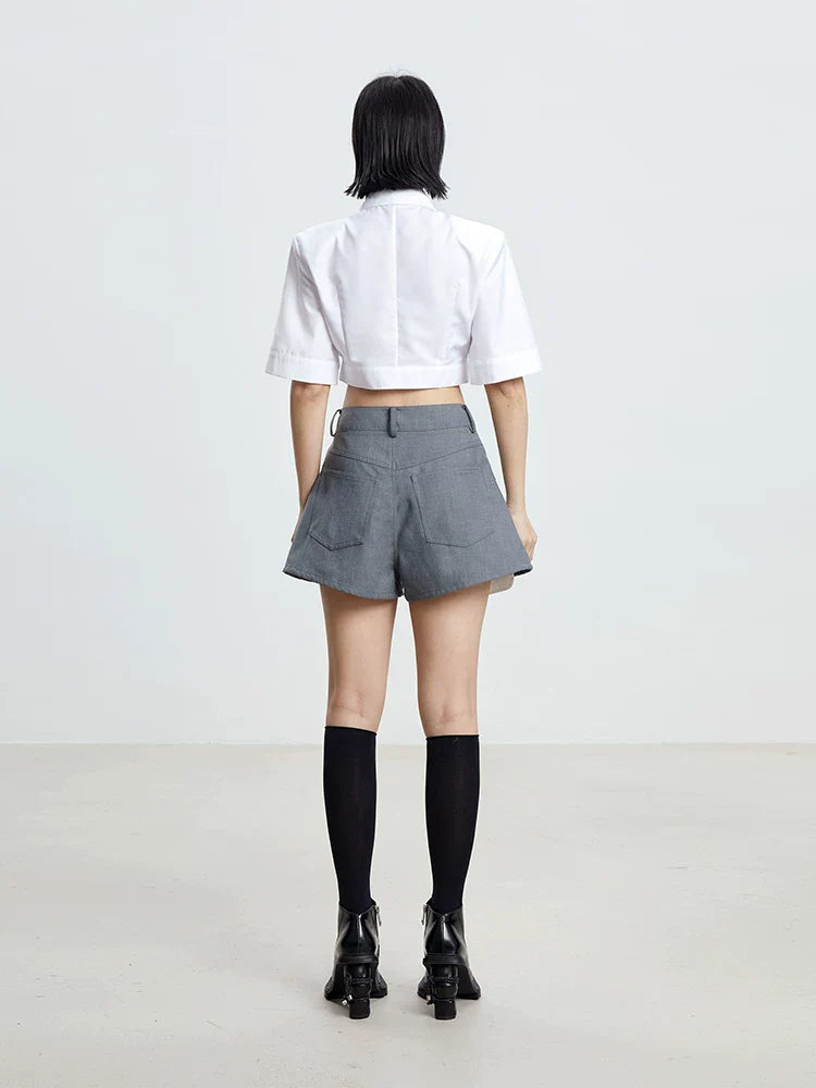 CHIC GRAY PATCHWORK SHORTS