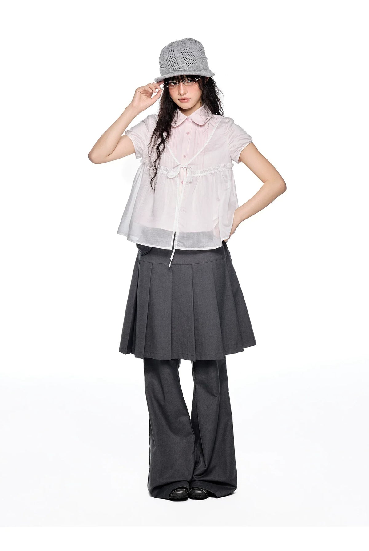 PLEATED FLARE TROUSERS